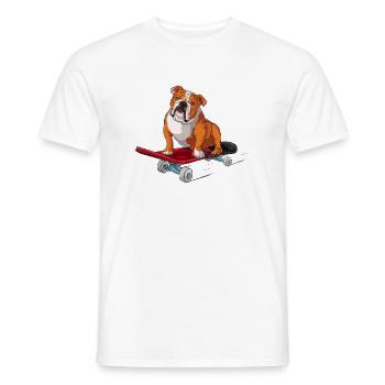 Englische Bulldogge auf einem Skateboard - Männer T-Shirt - Weiß - Vorne - AI Model Male 178 dark (178cm)
