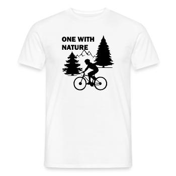 Cycliste dans la nature avec texte un avec la nature - T-shirt homme - blanc - Devant - AI Model Male 178 dark (178cm)