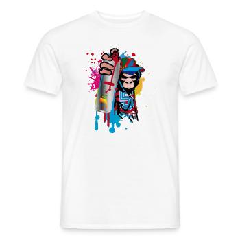 cooler Street Art Gorilla Sprayer im Graffiti Stil - Männer T-Shirt - Weiß - Vorne - AI Model Male 178 dark (178cm)