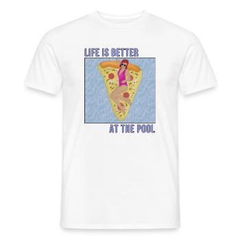 La vie est meilleure à la piscine - T-shirt homme - blanc - Devant - AI Model Male 178 dark (178cm)