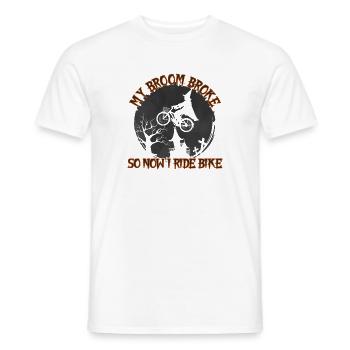 My Broom Is Broken, Now I Ride Bike - Men's T-Shirt - white - Front - AI Model Male 178 dark (178cm)