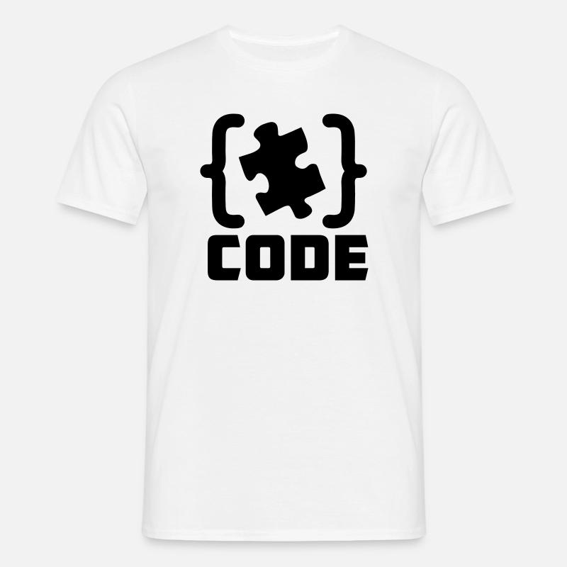programmer Code puzzle piece solving - Men's T-Shirt - white