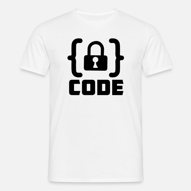 Code mit Sperrprogrammierer - Männer T-Shirt - Weiß