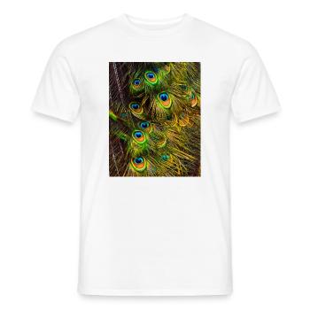 Peacock feathers - Men's T-Shirt - white - Front - AI Model Male 178 dark (178cm)