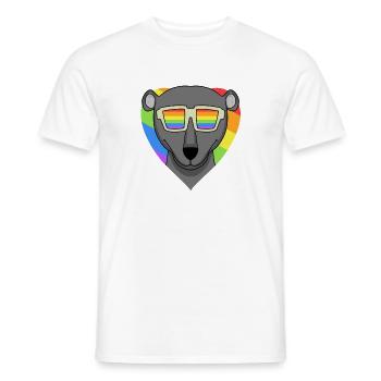 LGBT Tier Schwarzer Panther Regenbogen Herz - Männer T-Shirt - Weiß - Vorne - AI Model Male 178 dark (178cm)