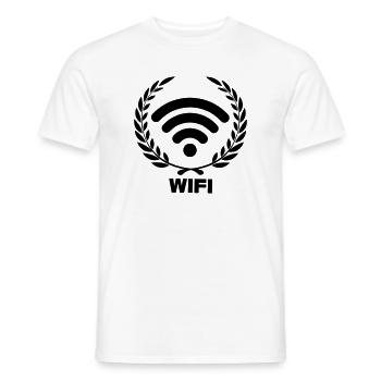 Wifi in laurel wreath - Men's T-Shirt - white - Front - AI Model Male 178 dark (178cm)