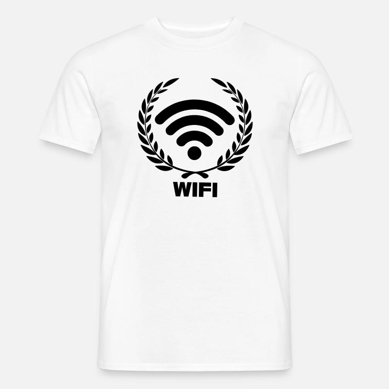 Wifi im Lorbeerkranz - Männer T-Shirt - Weiß
