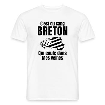 Bretagne, fierté Bretonne, j'aime la Bretagne - T-shirt homme - blanc - Devant - AI Model Male 178 dark (178cm)