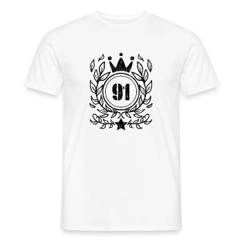 91 - 1991 - Männer T-Shirt - Weiß - Vorne - AI Model Male 178 dark (178cm)