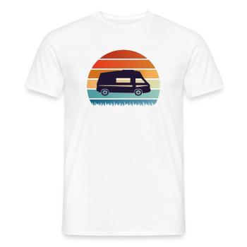 Silhouette du coucher de soleil du campeur - T-shirt homme - blanc - Devant - AI Model Male 178 dark (178cm)