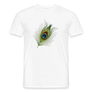 von Hand gezeichnete Pfauenfeder - Männer T-Shirt - Weiß - Vorne - AI Model Male 178 dark (178cm)