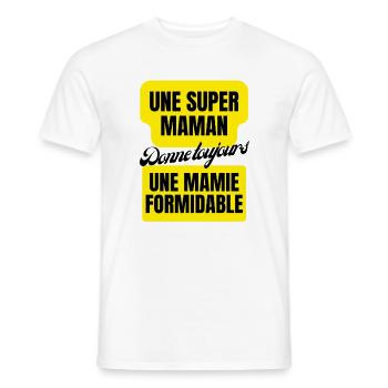 super maman, mamie formidable - T-shirt homme - blanc - Devant - AI Model Male 178 dark (178cm)