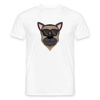 Duitse herdershond met zonnebril - Heren T-shirt - wit - Voor - AI Model Male 178 dark (178cm)