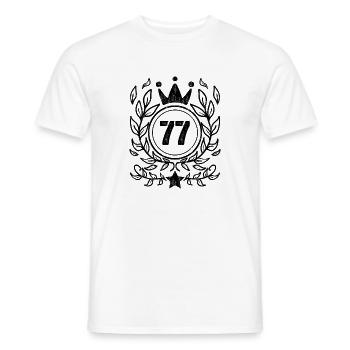 77 - Année de naissance Année de naissance 1977 - T-shirt homme - blanc - Devant - AI Model Male 178 dark (178cm)
