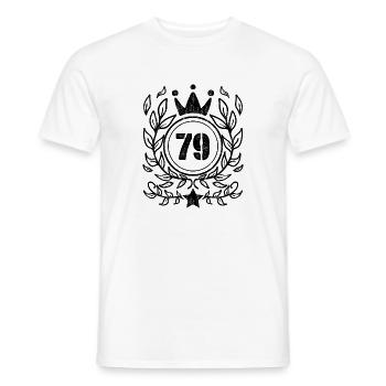 79 - Année de naissance Année de naissance 1979 - T-shirt homme - blanc - Devant - AI Model Male 178 dark (178cm)