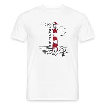 Phare Lac Usedom Vacances mer Rouge Blanche Mer Baltique - T-shirt homme - blanc - Devant - AI Model Male 178 dark (178cm)