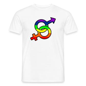 Logo hétéro de genre avec arc-en-ciel - T-shirt homme - blanc - Devant - AI Model Male 178 dark (178cm)