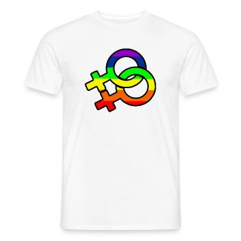 Gender-Lesben-Logo mit Regenbogen - Männer T-Shirt - Weiß - Vorne - AI Model Male 178 dark (178cm)