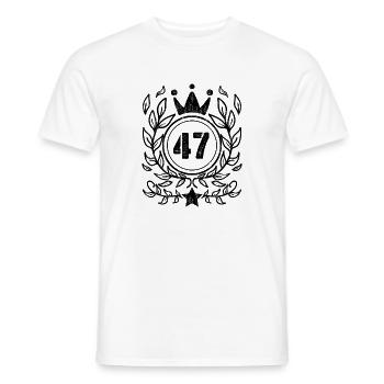 47 - Année de naissance Année de naissance 1947 - T-shirt homme - blanc - Devant - AI Model Male 178 dark (178cm)