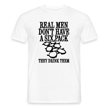Drôle de bière vrais hommes six-pack de bière ventre père - T-shirt homme - blanc - Devant - AI Model Male 178 dark (178cm)