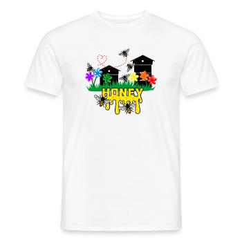 Serres à miel ou ruches avec des abeilles - T-shirt homme - blanc - Devant - AI Model Male 178 dark (178cm)