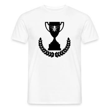 Tasse avec bebe découpée et couronne de laurier - T-shirt homme - blanc - Devant - AI Model Male 178 dark (178cm)