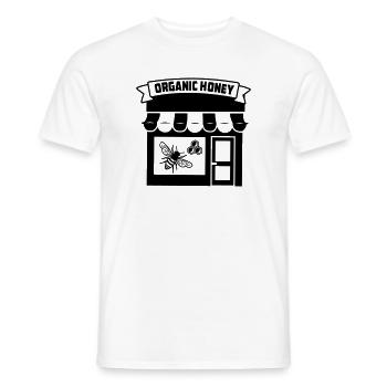 Magasin de miel biologique ou msrkt avec bannière et t - T-shirt homme - blanc - Devant - AI Model Male 178 dark (178cm)