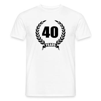 Lauwerkrans 40 ans avec numéro et année de bannière - T-shirt homme - blanc - Devant - AI Model Male 178 dark (178cm)
