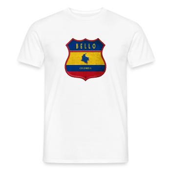 Écusson Bello Colombia - T-shirt homme - blanc - Devant - AI Model Male 178 dark (178cm)