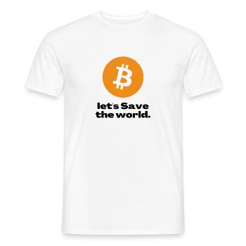 Bitcoin Emblem auf leuchtend orange Kreis - Männer T-Shirt - Weiß - Vorne - AI Model Male 178 dark (178cm)