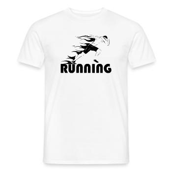 running runner symbol fire sprinter track and field athlete - Men's T-Shirt - white - Front - AI Model Male 178 dark (178cm)
