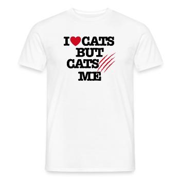 Funny veterinarian cats scratching cat, I love cats - Men's T-Shirt - white - Front - AI Model Male 178 dark (178cm)