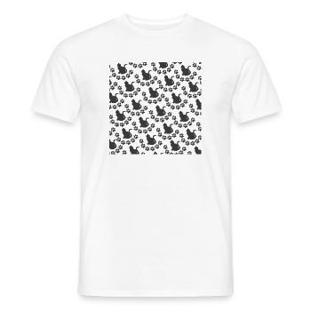 Katzen muster dunkel, sitzend, Tier tatzen - Männer T-Shirt - Weiß - Vorne - AI Model Male 178 dark (178cm)