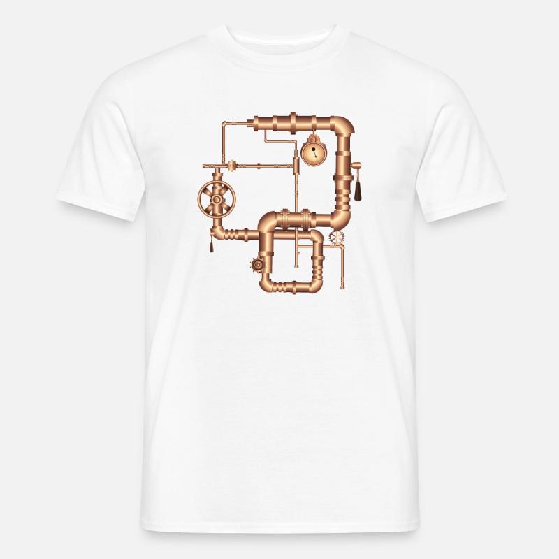 Style steampunk dans le look de la machine à vapeur - T-shirt homme - blanc