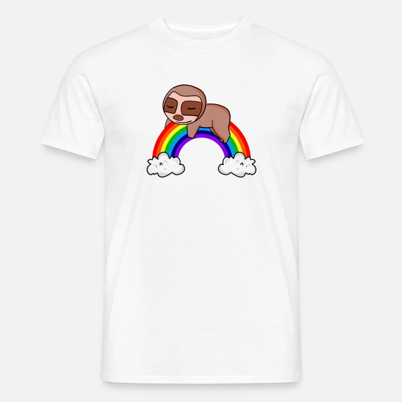 Regenbogen Faultier - Männer T-Shirt - Weiß