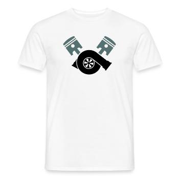 Motor Kolben Turbolader - Männer T-Shirt - Weiß - Vorne - AI Model Male 178 dark (178cm)