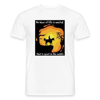 Equestrian sayings Riding Sunset Rider Horse - Men's T-Shirt - white - Front - AI Model Male 178 dark (178cm)
