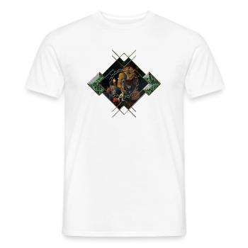 Halloween design with skull, pumpkin and cat - Men's T-Shirt - white - Front - AI Model Male 178 dark (178cm)