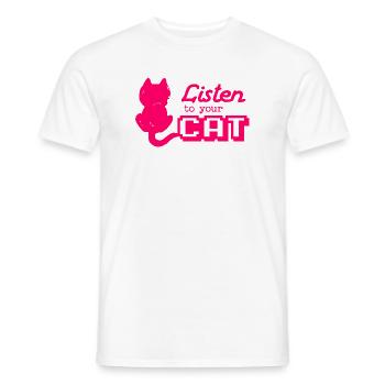 « Écoutez votre chat » dicton cool avec chat - T-shirt homme - blanc - Devant - AI Model Male 178 dark (178cm)