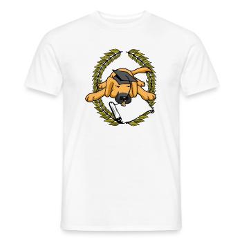 Lorbeerkranz Hund Gelehrter Meister Diplom Prüfung - Männer T-Shirt - Weiß - Vorne - AI Model Male 178 dark (178cm)