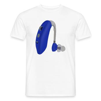 A Blue Hearing Aid - Men's T-Shirt - white - Front - AI Model Male 178 dark (178cm)
