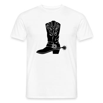 Cowboy-Westernstiefel - Männer T-Shirt - Weiß - Vorne - AI Model Male 178 dark (178cm)