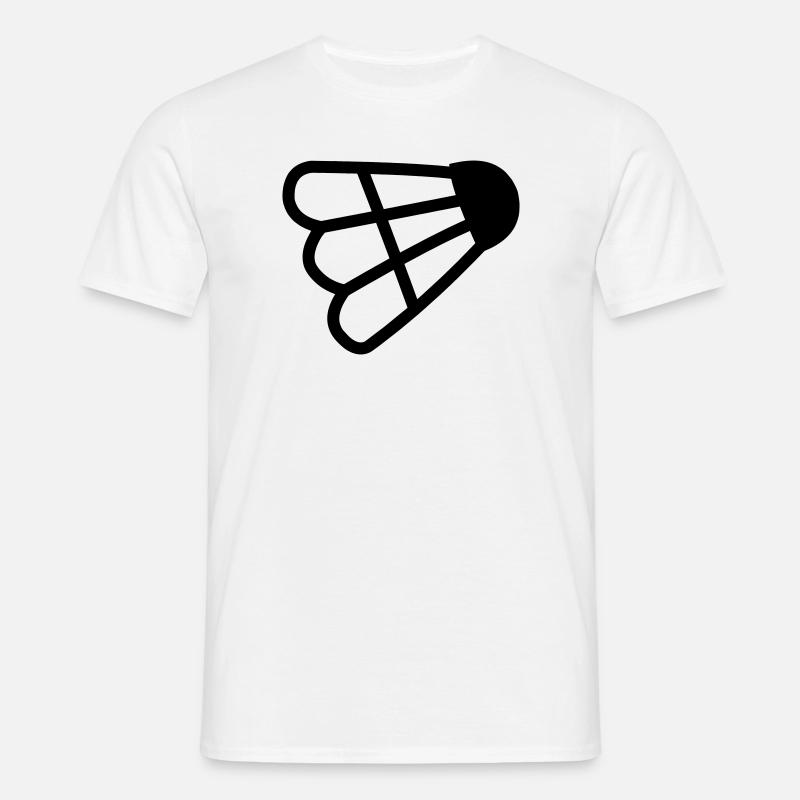 Badminton einfaches Shuttle-Logo - Männer T-Shirt - Weiß