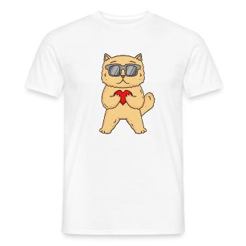 Chat persan avec lunettes de soleil et cœur - T-shirt homme - blanc - Devant - AI Model Male 178 dark (178cm)