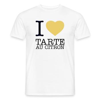 I LOVE TARTE AU CITRON Lemon Cake - Men's T-Shirt - white - Front - AI Model Male 178 dark (178cm)