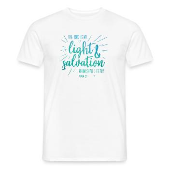 Le Seigneur est ma lumière et mon salut - T-shirt homme - blanc - Devant - AI Model Male 178 dark (178cm)