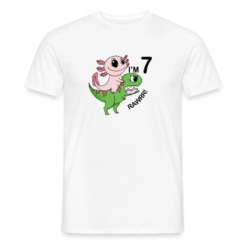 7ème anniversaire AXolotl - cadeau de 7 ans - T-shirt homme - blanc - Devant - AI Model Male 178 dark (178cm)