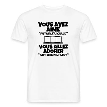 météo, j'ai chaud, changement climatique - T-shirt homme - blanc - Devant - AI Model Male 178 dark (178cm)