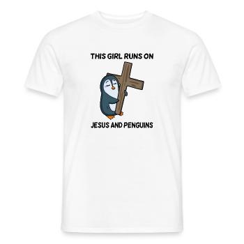 Pingouin et christianisme croisent chères filles - T-shirt homme - blanc - Devant - AI Model Male 178 dark (178cm)