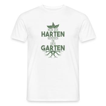Garten Sprüche Nur die Harten kommen in den Garten - Männer T-Shirt - Weiß - Vorne - AI Model Male 178 dark (178cm)